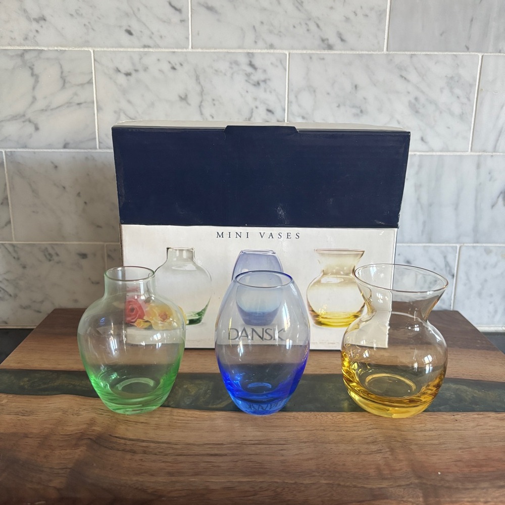 Vintage Dansk Mini Colourful Glass Bud Vase Set